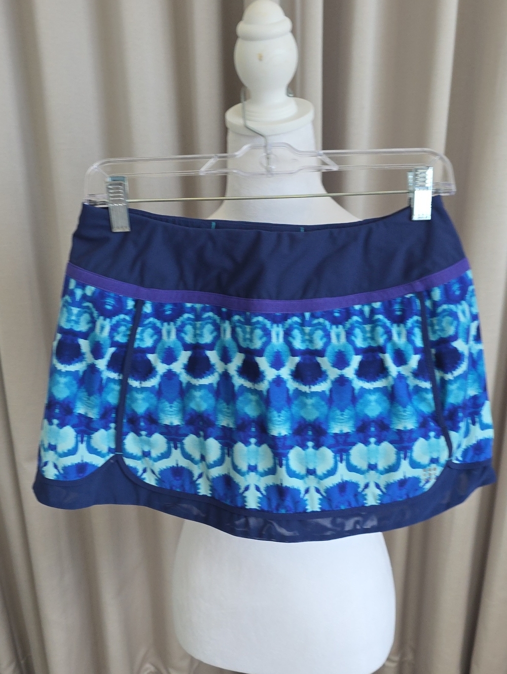Title Nine Blue Multi-Pattern Skater Skirt